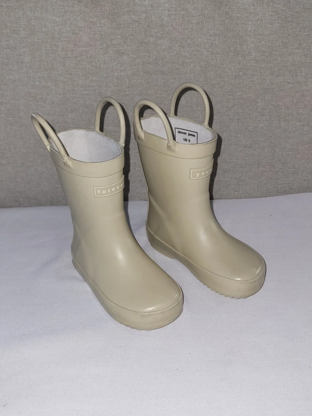 Denver James Forever Young Kids' Cream Waterproof Pull-On Rain Boots